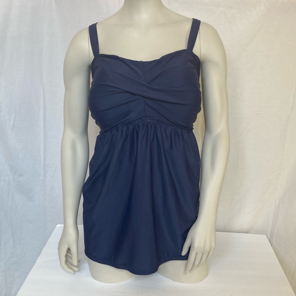 Women’s Plus Size XXXL Tankini Navy Blue Color Lightly Padded Criss Cross Bust - Picture 1 of 7